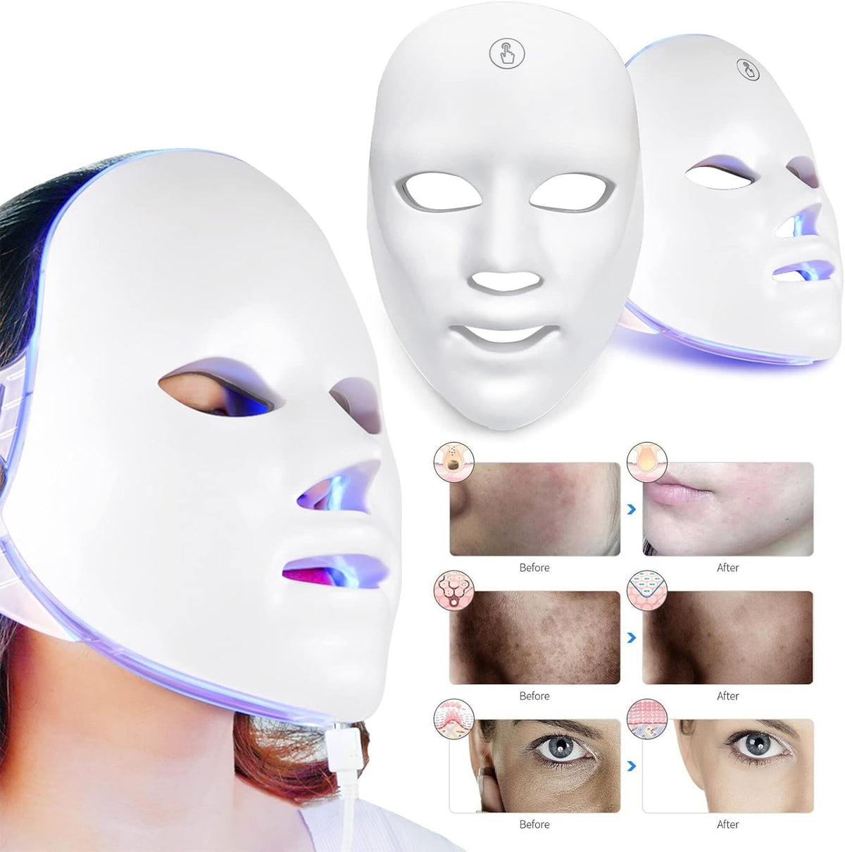 Revitalize Your Skin with the 7-Color USB Charging Photon Mask - Anti-Aging, Hydrating, and Wrinkle-Reducing Beauty Tool