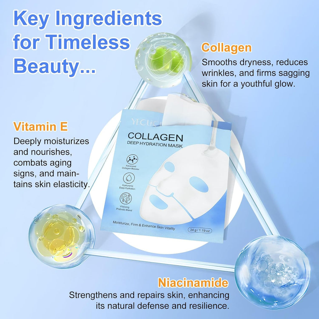 Revitalize Your Skin Overnight with Our Bio Collagen Deep Hydration Face Mask - 6 Pack for Ultimate Moisture and Firmness