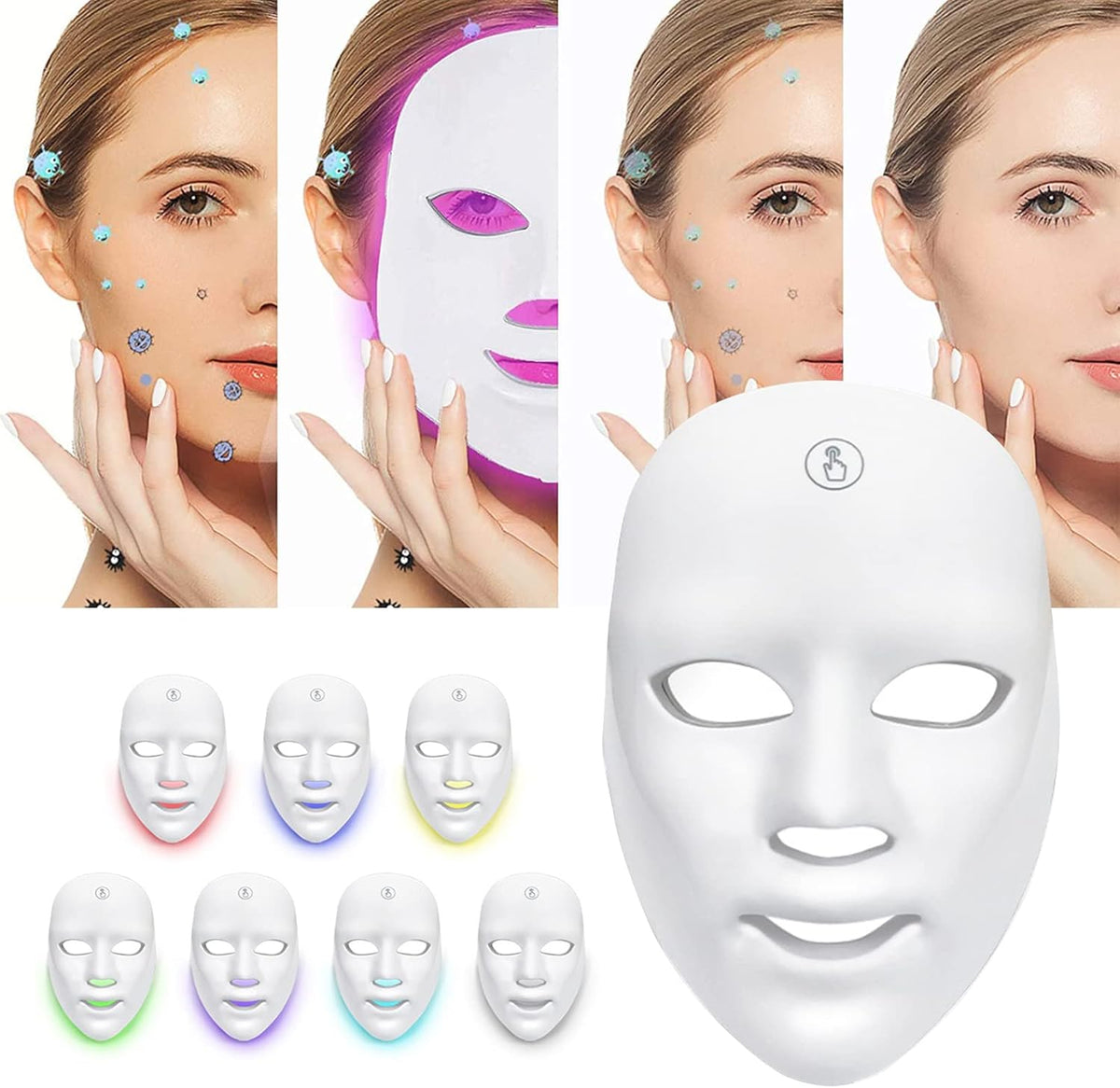 Revitalize Your Skin with the 7-Color USB Charging Photon Mask - Anti-Aging, Hydrating, and Wrinkle-Reducing Beauty Tool