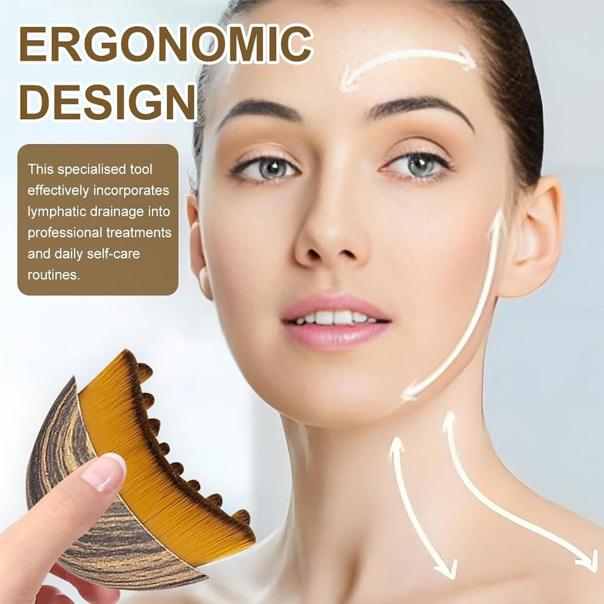 New Lymphatic Contour Face Brush, Dry Brushing Face Brush, Lymphatic Drainage Massager for Face, Chin & Jawline Sculpting, Ergonomically Designed to Fit the Skin Precisely and Relieve Fatigue(2Pcs)