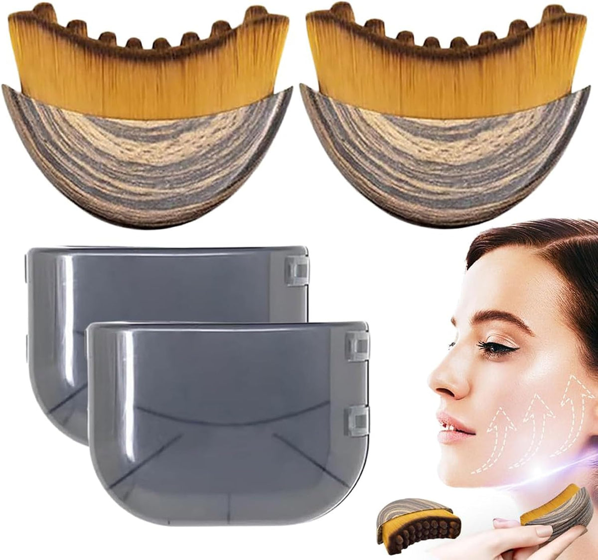 New Lymphatic Contour Face Brush, Dry Brushing Face Brush, Lymphatic Drainage Massager for Face, Chin & Jawline Sculpting, Ergonomically Designed to Fit the Skin Precisely and Relieve Fatigue(2Pcs)