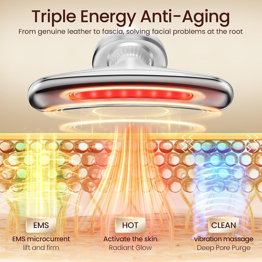 7-Color LED Facial and Neck Massager with 3 Beauty Modes for Lifting and Firming, USB Rechargeable Skin Care Device