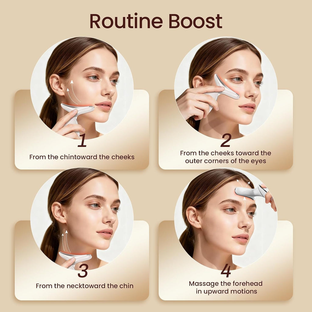 7-Color LED Facial and Neck Massager with 3 Beauty Modes for Lifting and Firming, USB Rechargeable Skin Care Device