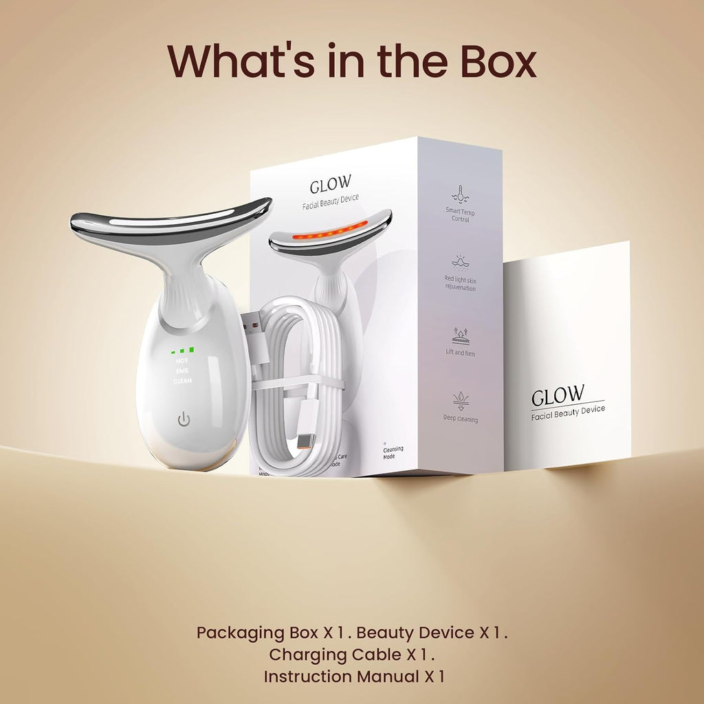 7-Color LED Facial and Neck Massager with 3 Beauty Modes for Lifting and Firming, USB Rechargeable Skin Care Device