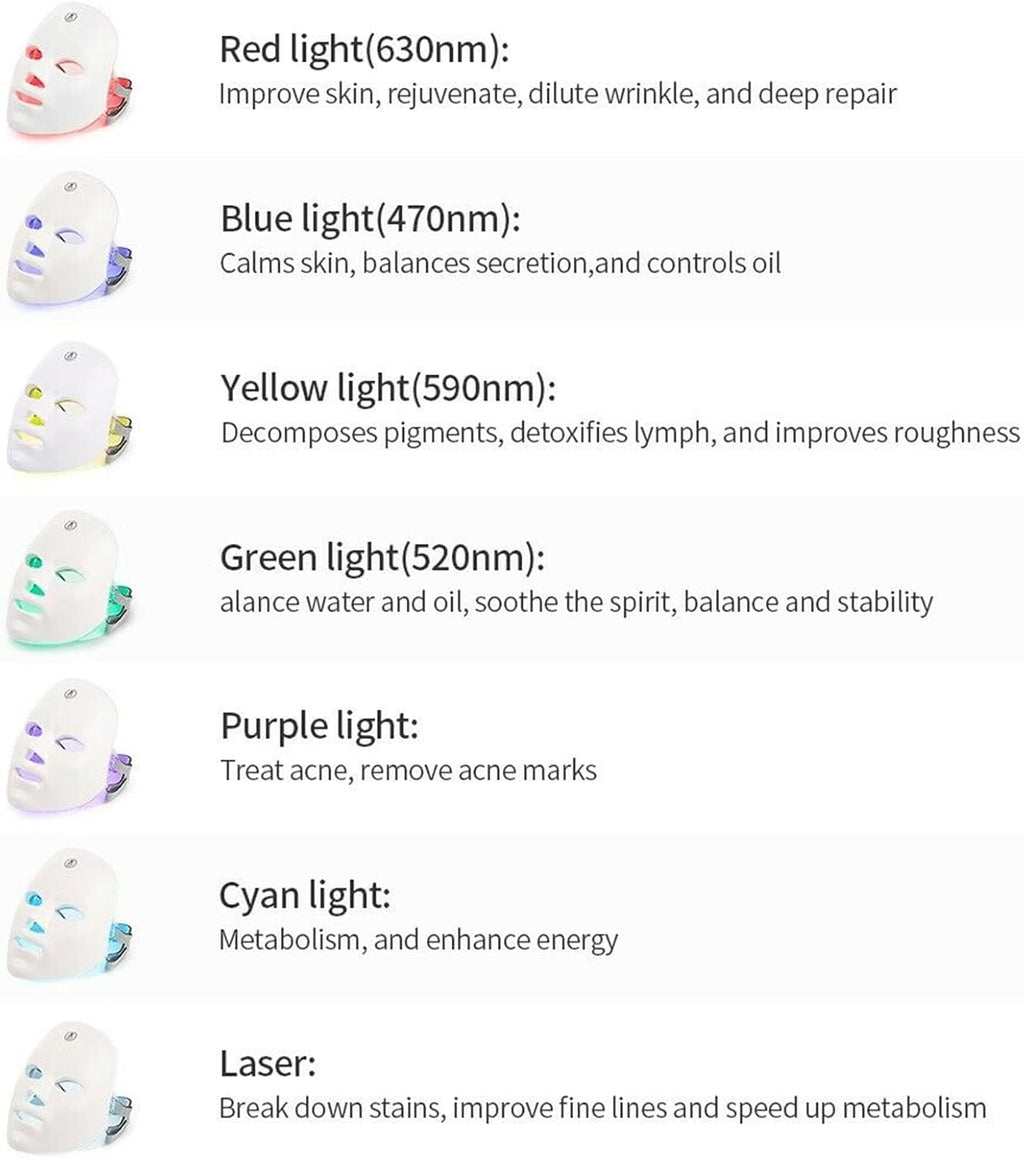 Revitalize Your Skin with the 7-Color USB Charging Photon Mask - Anti-Aging, Hydrating, and Wrinkle-Reducing Beauty Tool